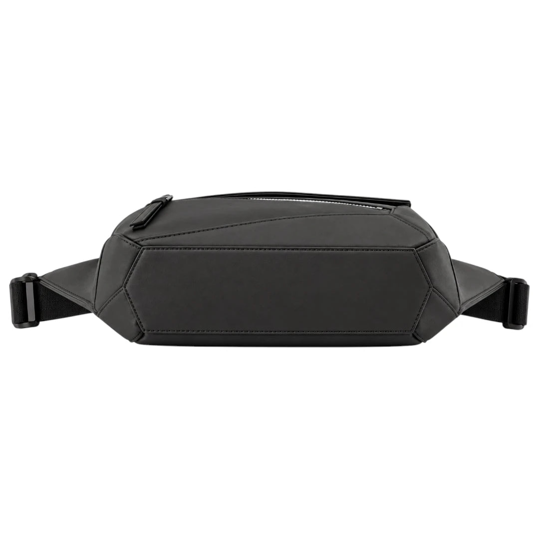 Zlaits Black Geometric Panel Adjustable Zippered Waist Belt Bag