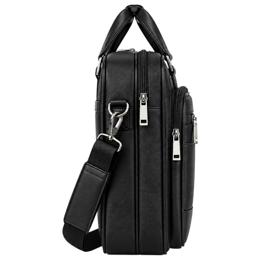 Zlaits Black Textured Professional Multi Compartment Office Carry Bag