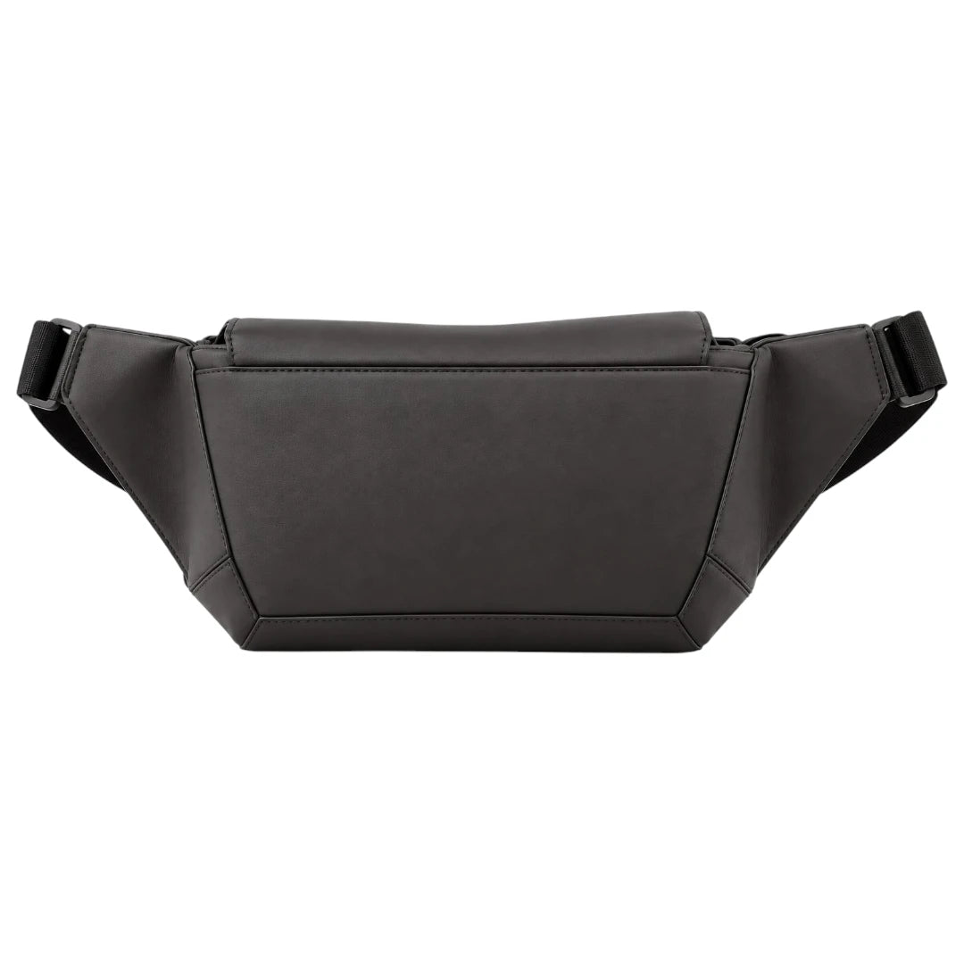 Zlaits Black Geometric Panel Adjustable Zippered Waist Belt Bag