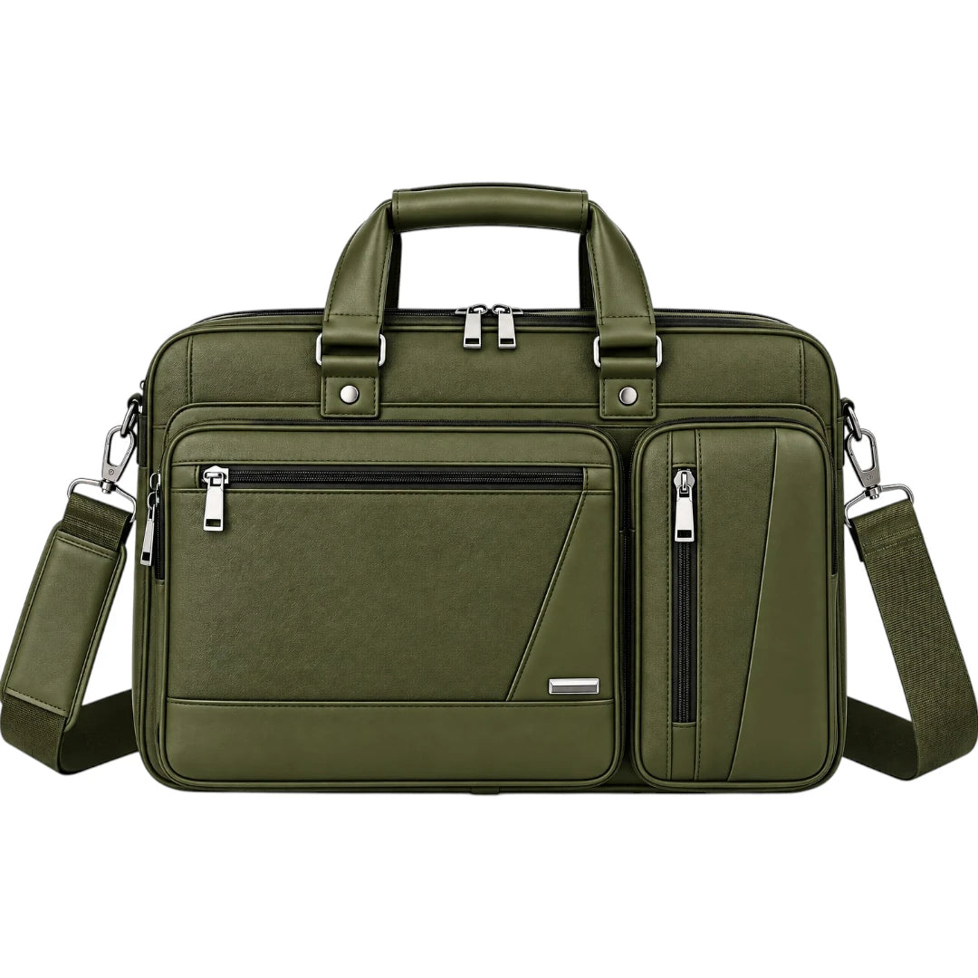 Zlaits Olive Green Multi Pocket Professional Office Shoulder Bag