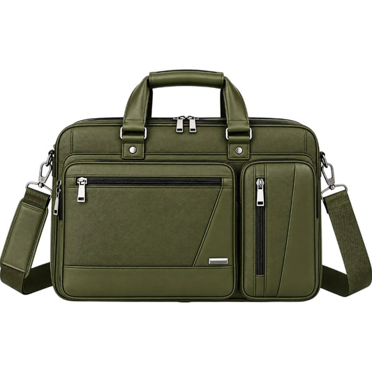 Zlaits Olive Green Multi Pocket Professional Office Shoulder Bag