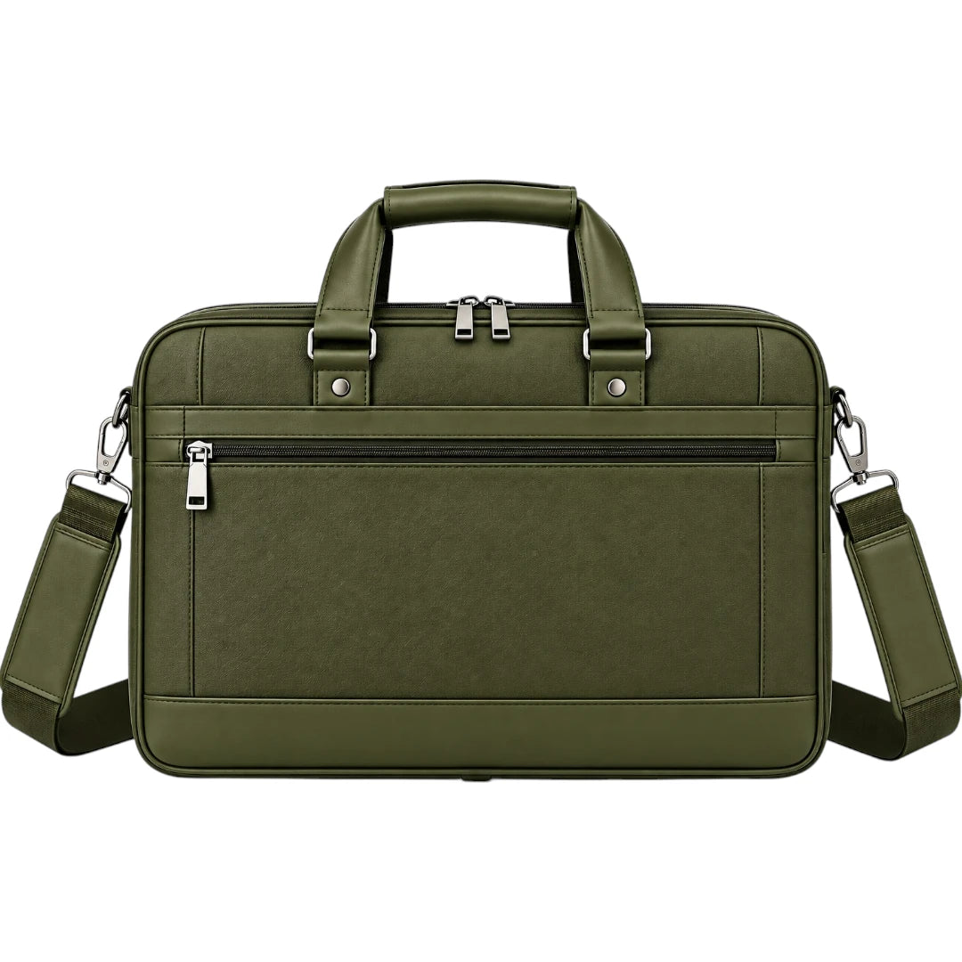 Zlaits Olive Green Multi Pocket Professional Office Shoulder Bag