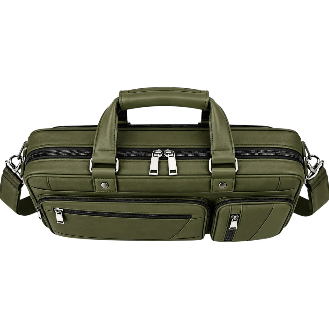 Zlaits Olive Green Multi Pocket Professional Office Shoulder Bag