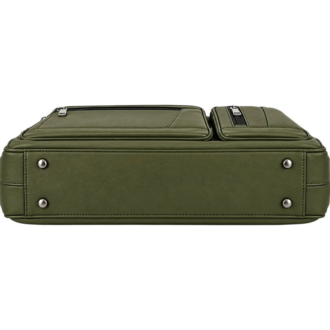 Zlaits Olive Green Multi Pocket Professional Office Shoulder Bag