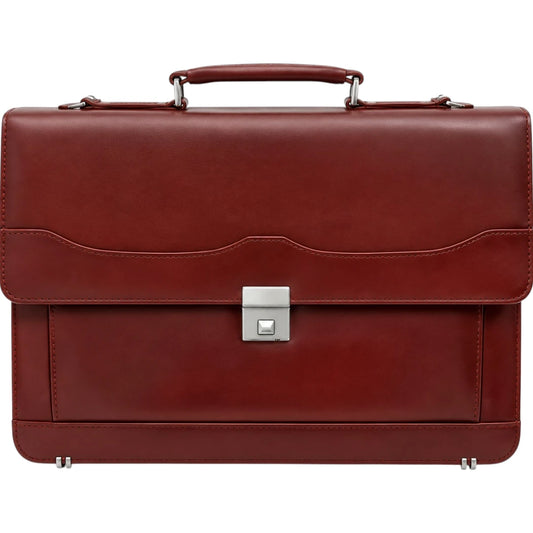 Zlaits Burgundy Structured Flap Lock Professional Briefcase with Handle